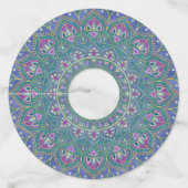 Bloem Des Levens - Mandala India Stijl 1 Wijnglaslabel (Achterkant)