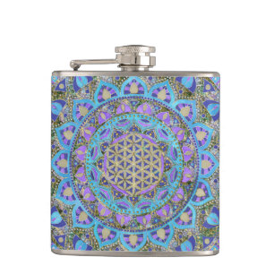 Bloem Des Levens - Mandala India Stijl 2 Heupfles