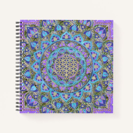 Bloem Des Levens - Mandala India Stijl 2 Notitieboek (Voorkant)
