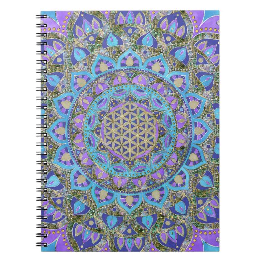 Bloem Des Levens - Mandala India Stijl 2 Notitieboek (Voorkant)