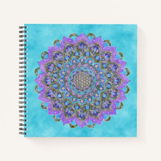 Bloem Des Levens - Mandala India Stijl 2 Notitieboek (Voorkant)