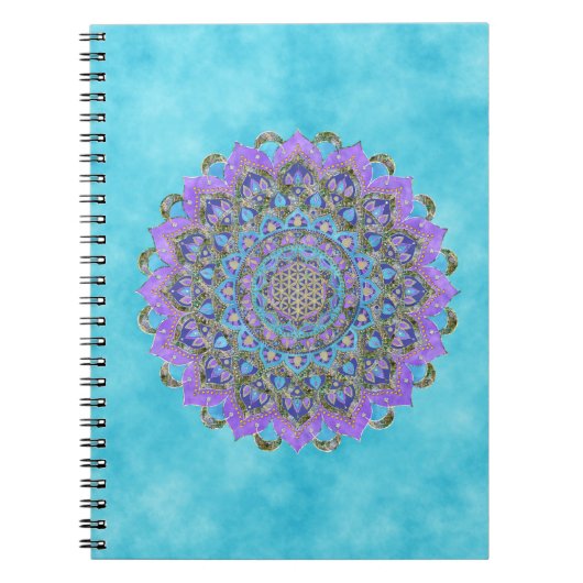 Bloem Des Levens - Mandala India Stijl 2 Notitieboek (Voorkant)