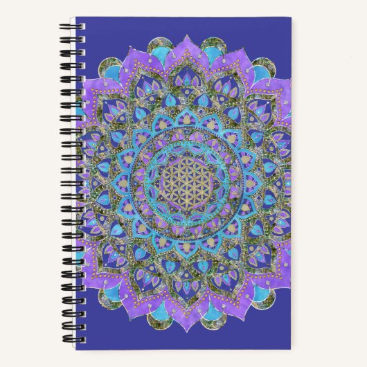 Bloem Des Levens - Mandala India Stijl 2 Notitieboek (Voorkant)