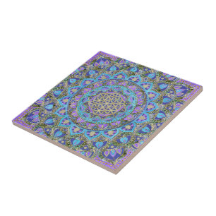 Bloem Des Levens - Mandala India Stijl 2 Tegeltje