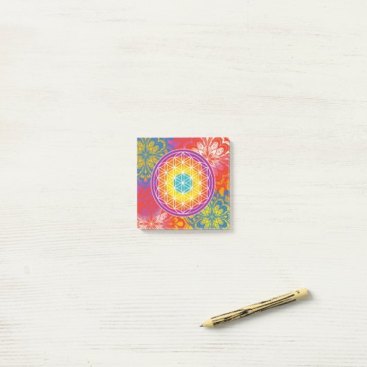 Bloem des levens mandala zen post-it® notes (Op bureau)