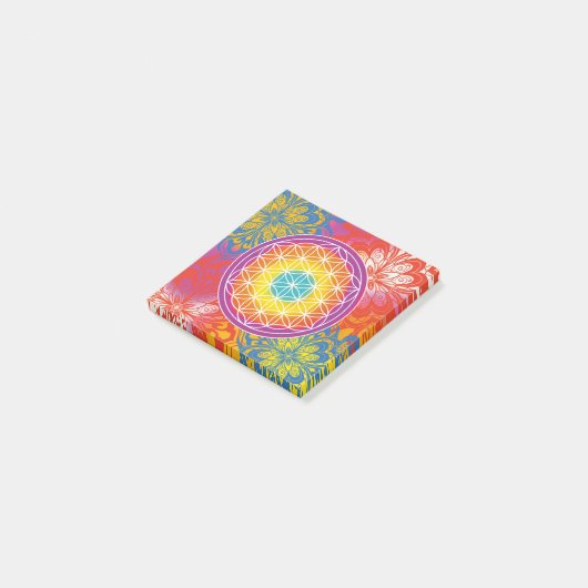 Bloem des levens mandala zen post-it® notes (Schuin)