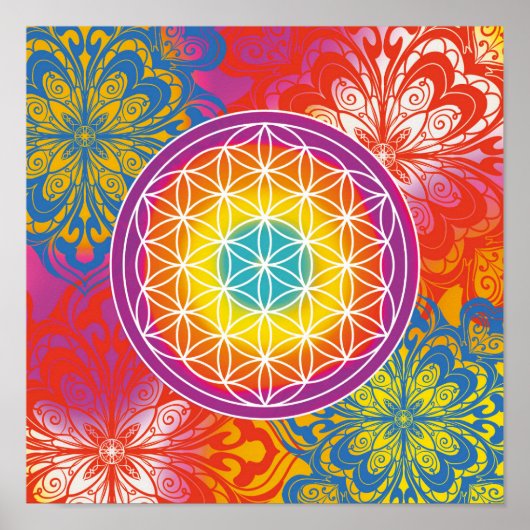 Bloem des levens mandala zen poster (Voorkant)