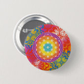 Bloem des levens mandala zen ronde button 5,7 cm (Voorkant /achterkant)