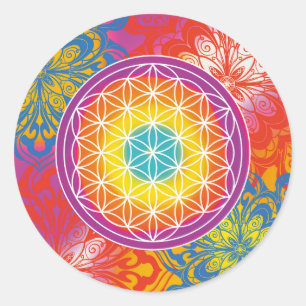 Bloem des levens mandala zen ronde sticker