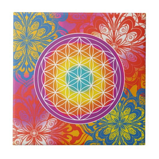 Bloem des levens mandala zen tegeltje (Voorkant)