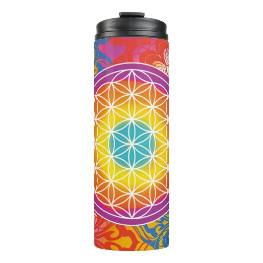 Bloem des levens mandala zen thermosbeker (Voorkant)