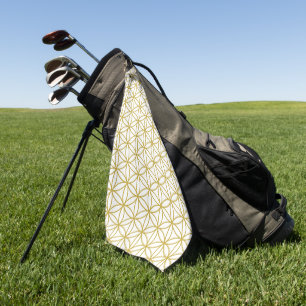 Bloem des Levens Patroon – Goud op Wit Golfhanddoek