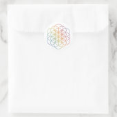 Bloem des Levens Regenboog Gradiënt Patroon op Wit Ronde Sticker (Tas)