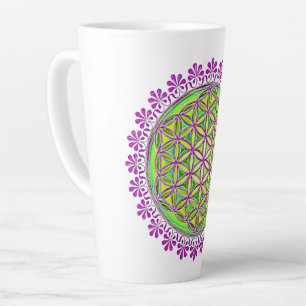 Bloem des Levens - Vintage Bloemornamenten 2 Latte Mok