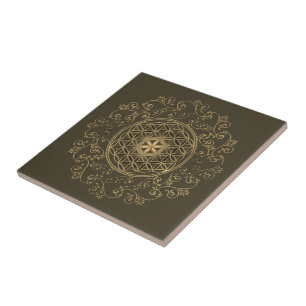 Bloem Des Levens - Vintage Ornamenten Mandala 2 Tegeltje