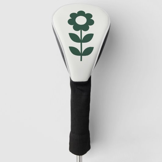 Bloem Diep Bos Groen Ivoren Witte Driver Golfheadcover (Voorkant)