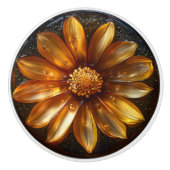 Bloem Donker Amber patroon Keramische Knop (Voorkant)