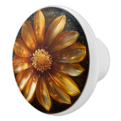 Bloem Donker Amber patroon Keramische Knop (Rechts)