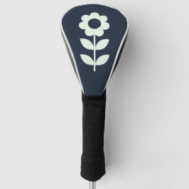 Bloem Donker Navyblauw en Zachte Krijtwitte Driver Golfheadcover
