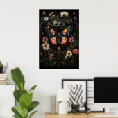 Bloem Donkere Vlinder, Droevige Mot Muurprint Poster (Thuiskantoor)