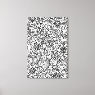 Bloem Doodle 6 Canvas Afdruk