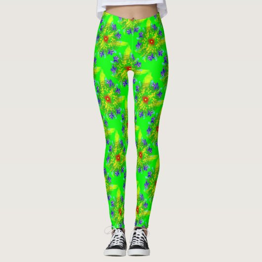 Bloem Doodle Broek Leggings (Voorkant)