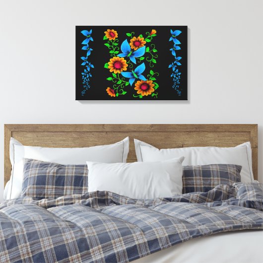 Bloem Doodle Canvas Afdruk (Insitu (Slaapkamer))
