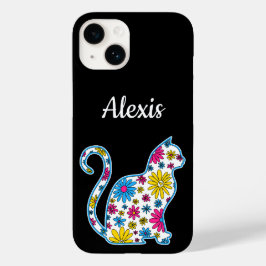 Bloem doodle kat LGBTQ+ Panseksueel Pan Pride Vlag Case-Mate iPhone 14 Hoesje