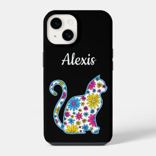 Bloem doodle kat LGBTQ+ Panseksueel Pan Pride Vlag iPhone 14 Hoesje