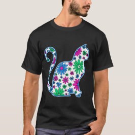 Bloem doodle kat LGBTQ Polyseksueel Poly Pride Vla T-shirt
