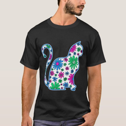 Bloem doodle kat LGBTQ Polyseksueel Poly Pride Vla T-shirt (Voorkant)