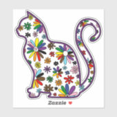 Bloem doodle kat LGBTQ+ Rainbow Progress Pride Fl Sticker (Vel)