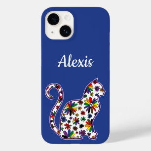 Bloem doodle kat LGBTQ+ Regenboog POC Pride Vlag Case-Mate iPhone 14 Hoesje