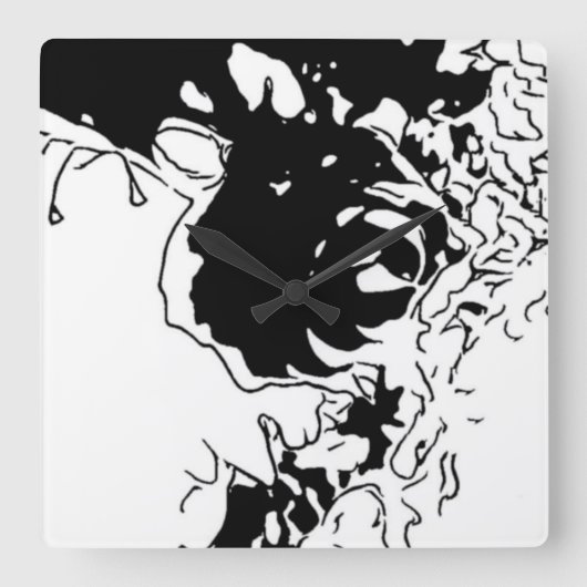 Bloem Doodle Vierkante Klok (Voorkant)