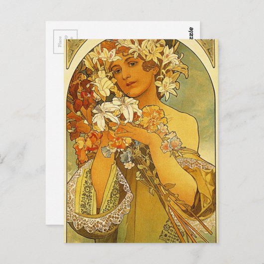 Bloem door Alphonse Mucha Briefkaart (Voorkant / Achterkant)