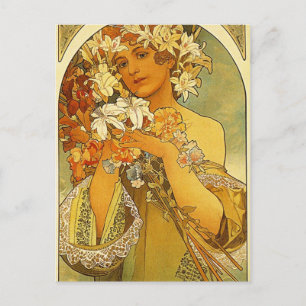 Bloem door Alphonse Mucha Briefkaart