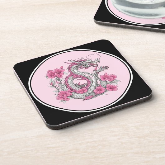 Bloem Dragon Drank Drank Coaster Bier Onderzetter (Linkerzijde)