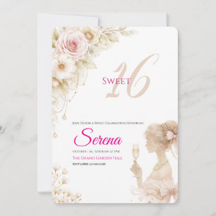 Bloem Dromerige Zachte Sweet 16 Verjaardagsuitnodi Kaart