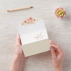 Bloem Droomachtige Zachte Sweet 16 Verjaardagsuitn All In One Uitnodiging
