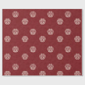 Bloem Dubbele Xi Patroon Chinese Bruiloft Cadeaupapier (Vlak)