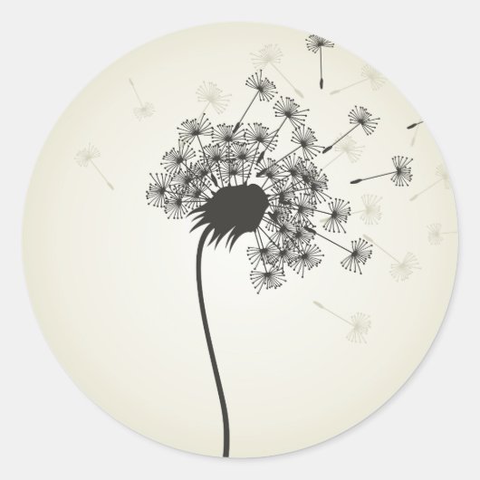 Bloem een andelion ronde sticker (Voorkant)
