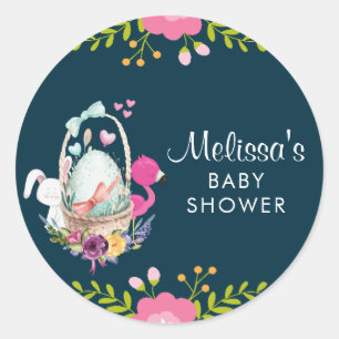 Bloem, eieren, Baby shower van Flamingo Ronde Sticker