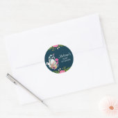 Bloem, eieren, Baby shower van Flamingo Ronde Sticker (Envelop)