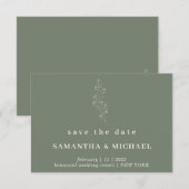 Bloem Elegant Sage Green Indie Save date Weddensch Kaart (Voorkant / Achterkant)