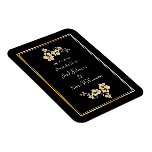 Bloem element met gouden grenzen magneet (Rechterzijde)