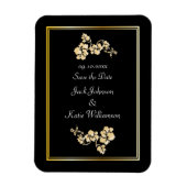 Bloem element met gouden grenzen magneet (Verticaal)