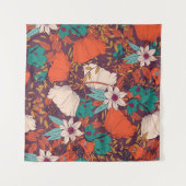 Bloem Elementen: Handgetekend Naadloos. Wandkleed (Voorkant (horizontaal))