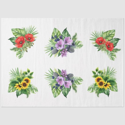 Bloem Elementen voor Decoupage Ambachten Tissuepapier (Voorkant)