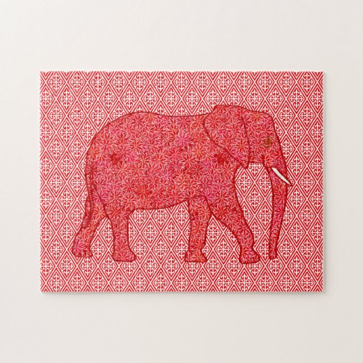 Bloem Elephant Red en White Legpuzzel (Horizontaal)