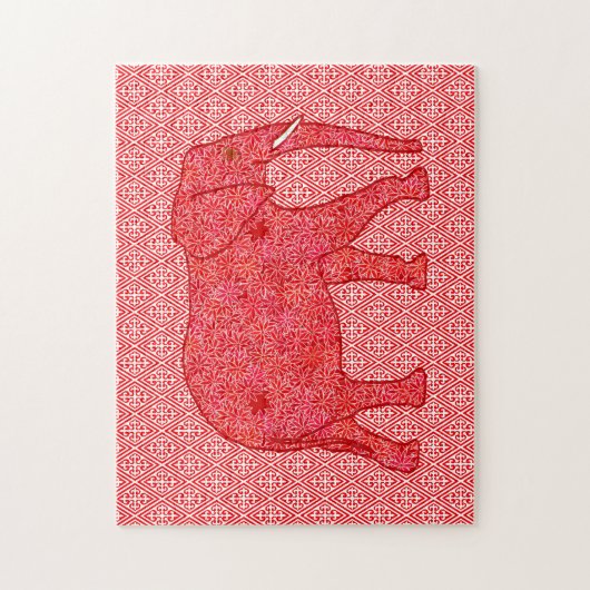 Bloem Elephant Red en White Legpuzzel (Verticaal)